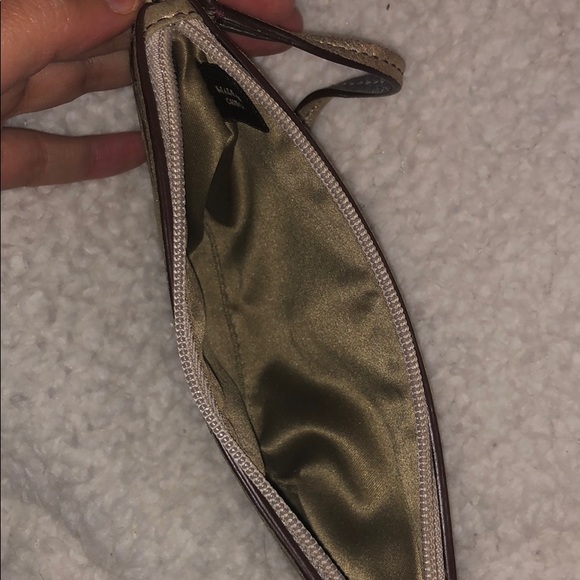 Gold & Bead Trim Coach Signature Jacquard Wristlet - Picture 5 of 5